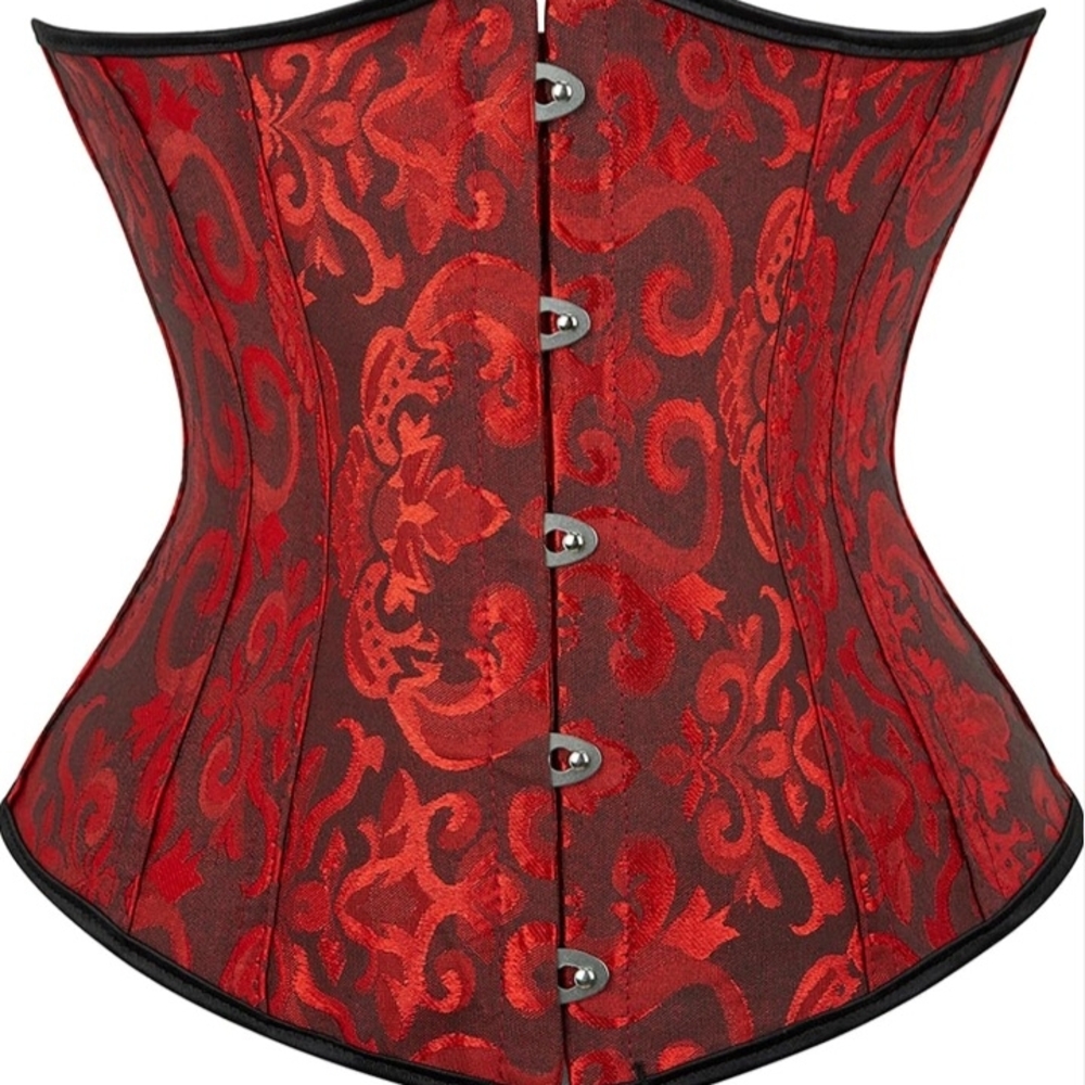 Red and Black Brocade Corset